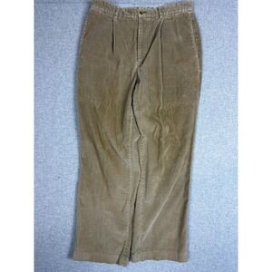 VTG Y2K Tommy Hilfiger Corduroy Mens 32x30 Pleated Khaki Wide Wale Cotton Blend